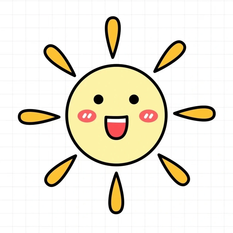 Vẽ tranh ông mặt trời cười rạng rỡ nét đơn giản