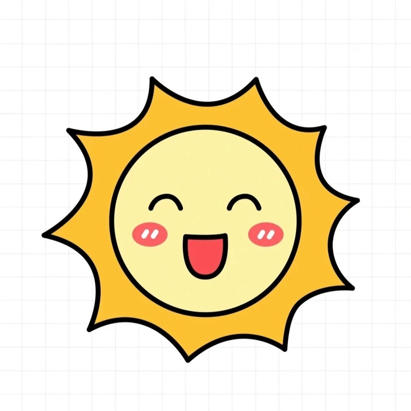 Vẽ tranh ông mặt trời mặt cười dễ thương má hồng