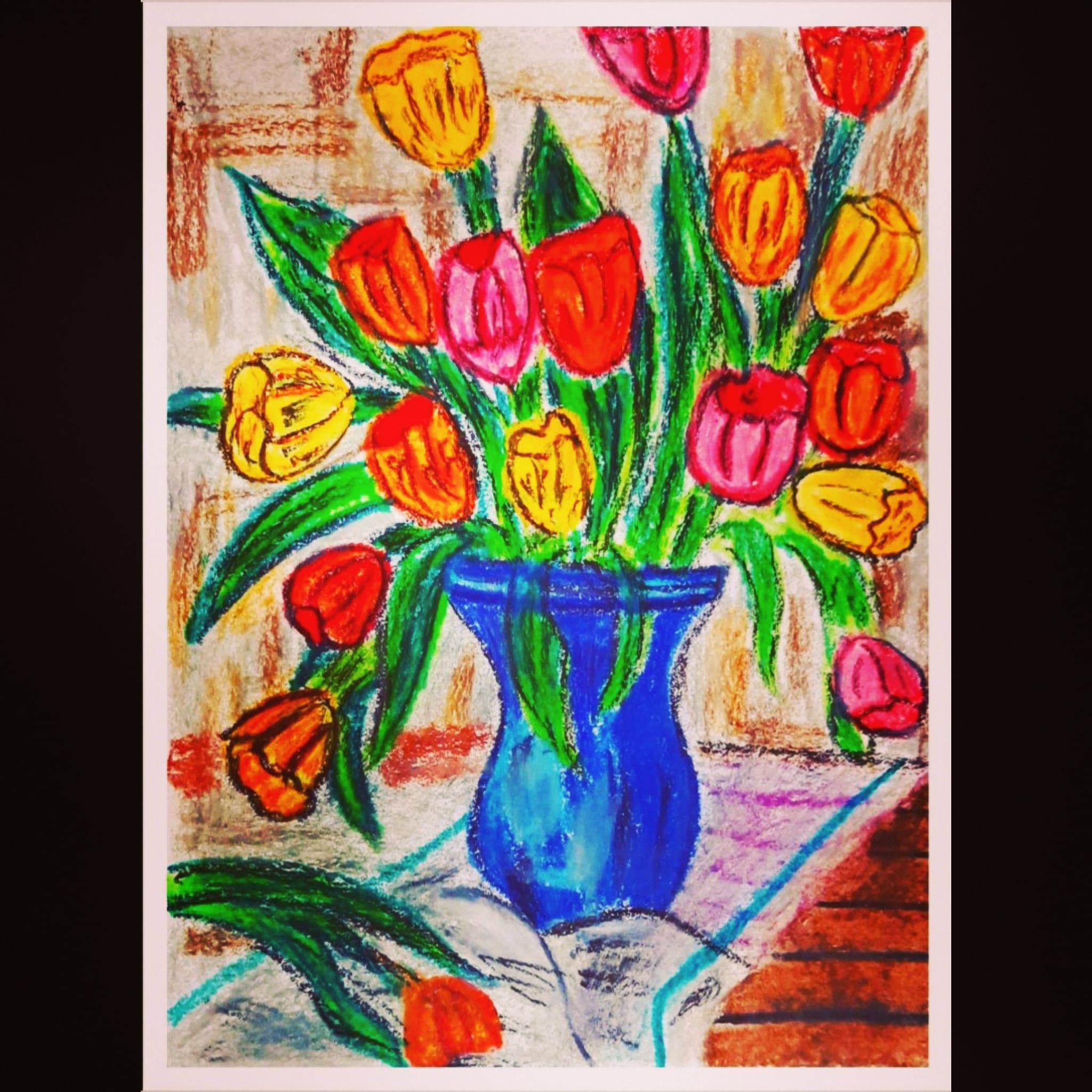 Vẽ tranh tĩnh vật bình hoa tulip