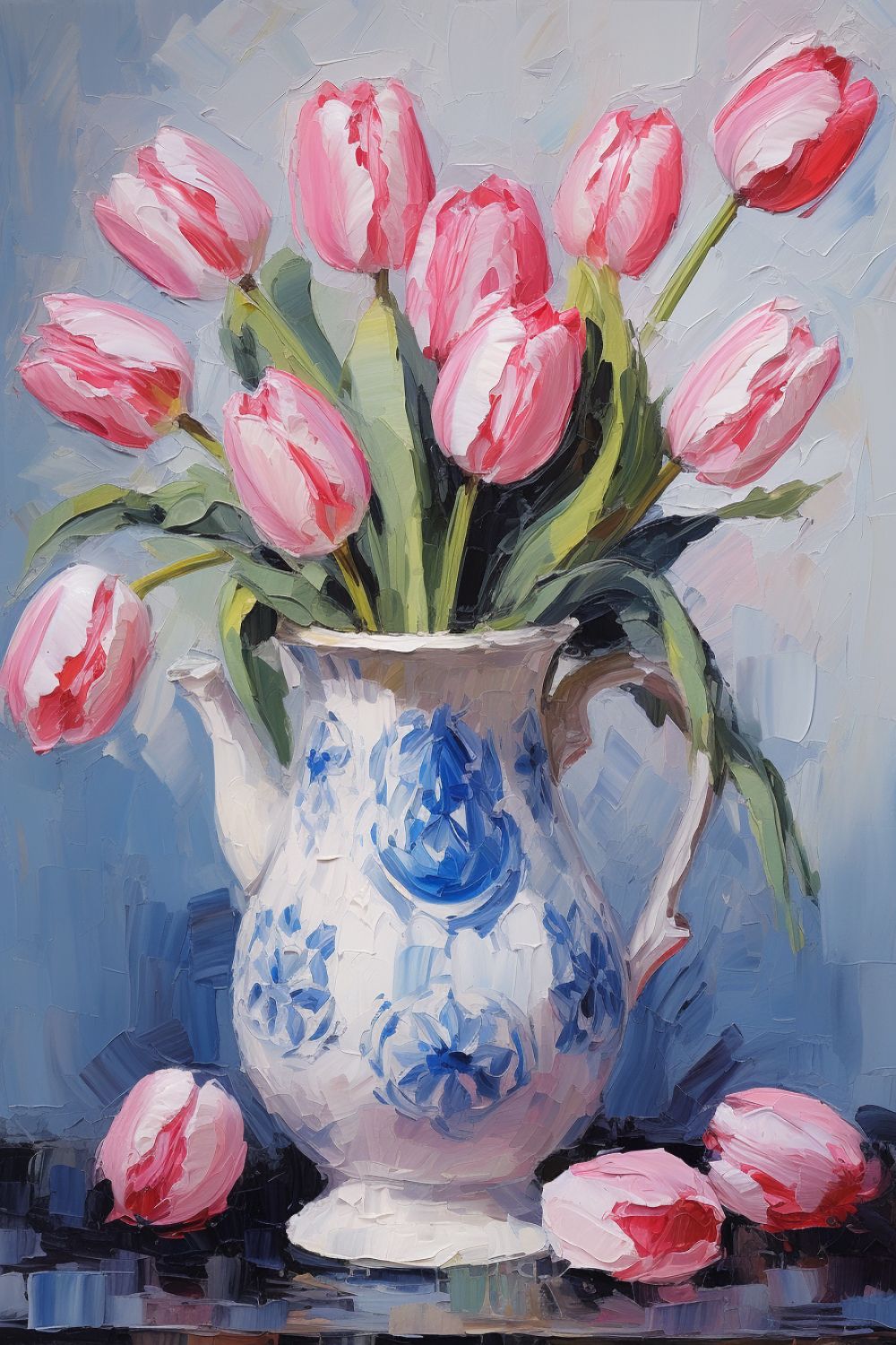Vẽ tranh tĩnh vật các bông tulip tươi tắn