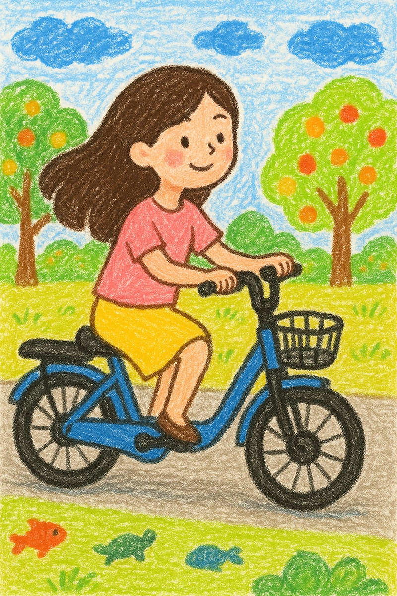 Vẽ tranh xe đạp của em