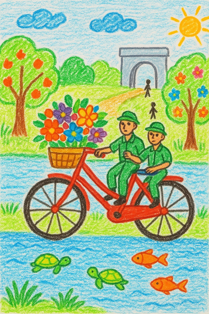 Vẽ tranh xe đạp