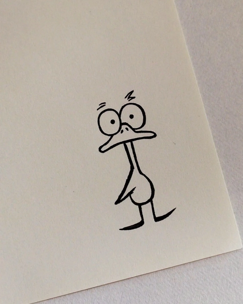 Vẽ vịt dễ thương nét mảnh hài hước phong cách tối giản