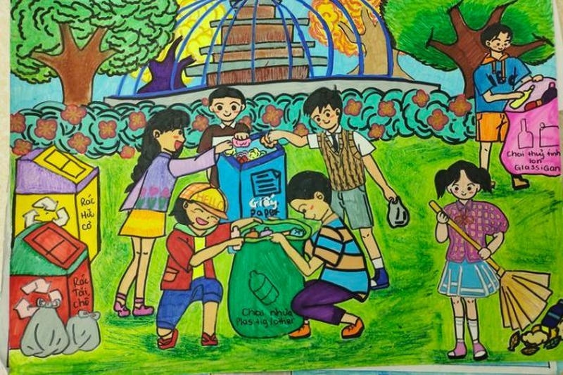 ảnh vẽ tranh hoạt động thiện nguyện chân thực