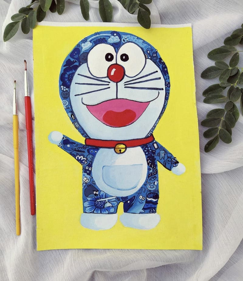 doremon trong tranh vẽ tuổi thơ đẹp