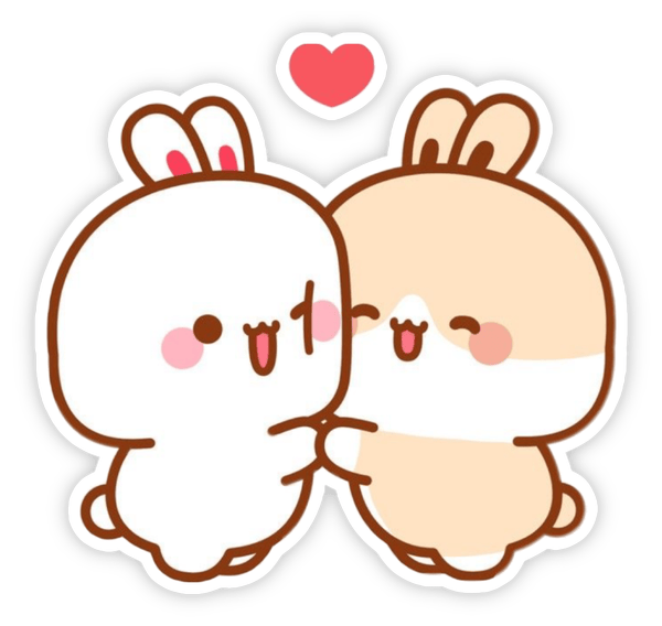 hình sticker thỏ trắng dễ thương