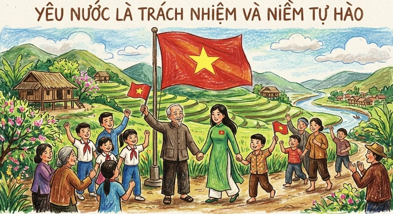 hình vẽ tình yêu quê hương đất nước đầy tự hào
