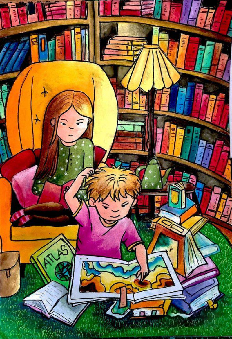 hoạt động vẽ tranh thư viện trường em ở tiểu học