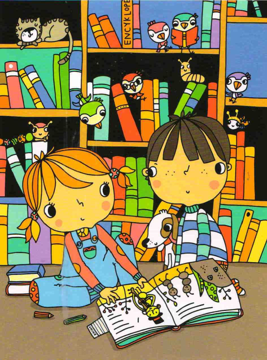 mẫu vẽ tranh thư viện trường em đầy màu sắc