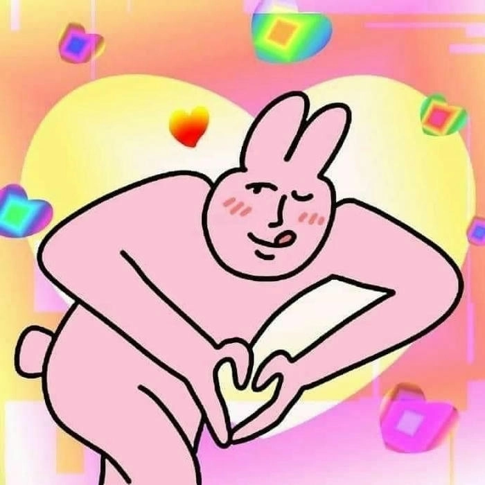 meme thỏ hồng hôn