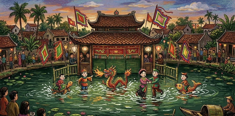 nghệ thuật múa rối nước dân gian Việt đẹp