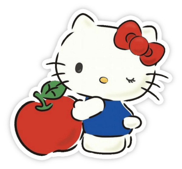 nhãn dán hello kitty quay mặt