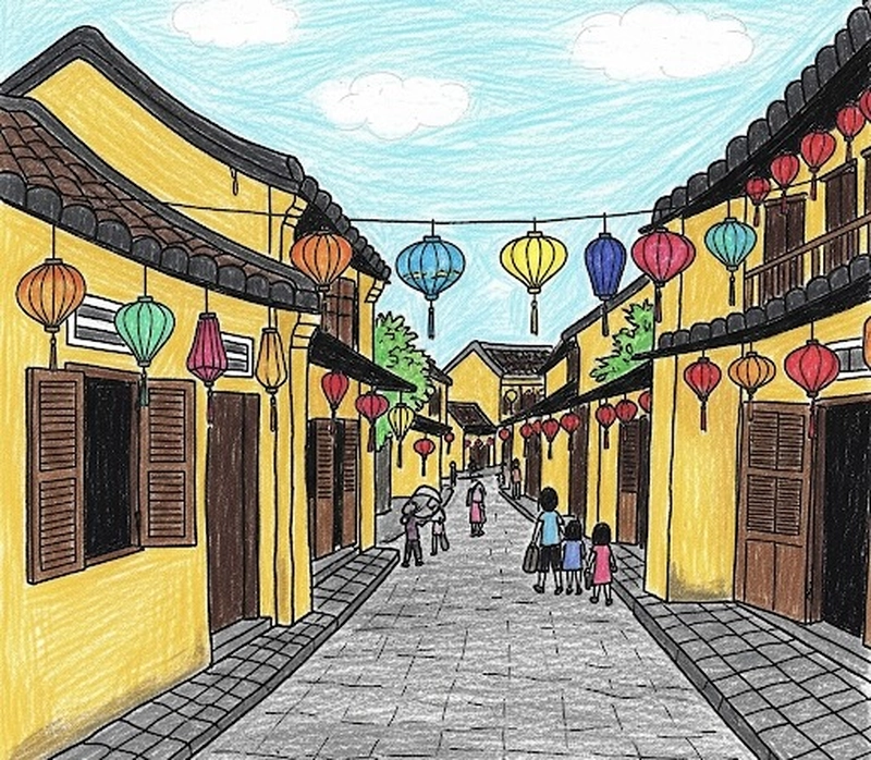 phố cổ hội an tranh vẽ