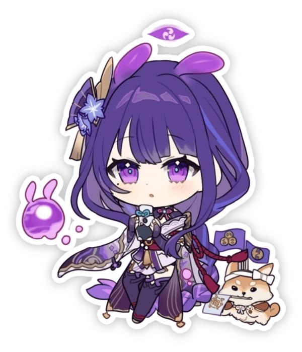 sticker Raiden Shogun cầm vũ khí