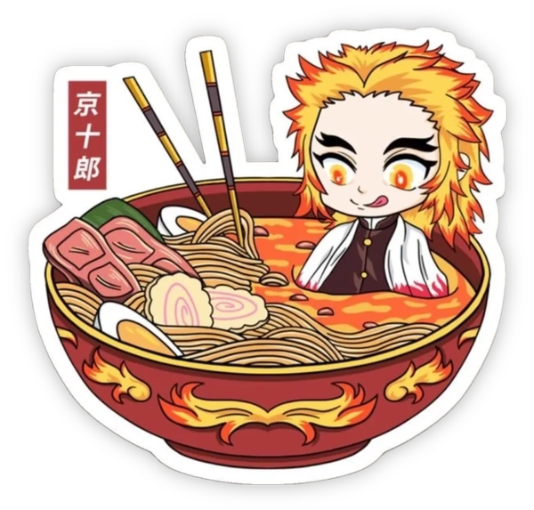 sticker anime ăn mì