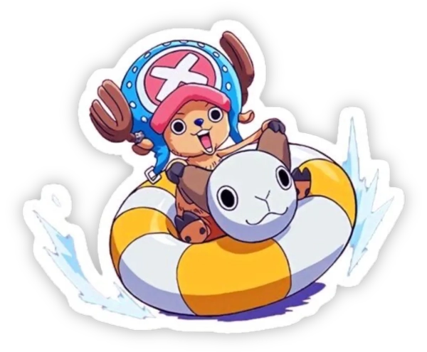 sticker anime đang lái phao