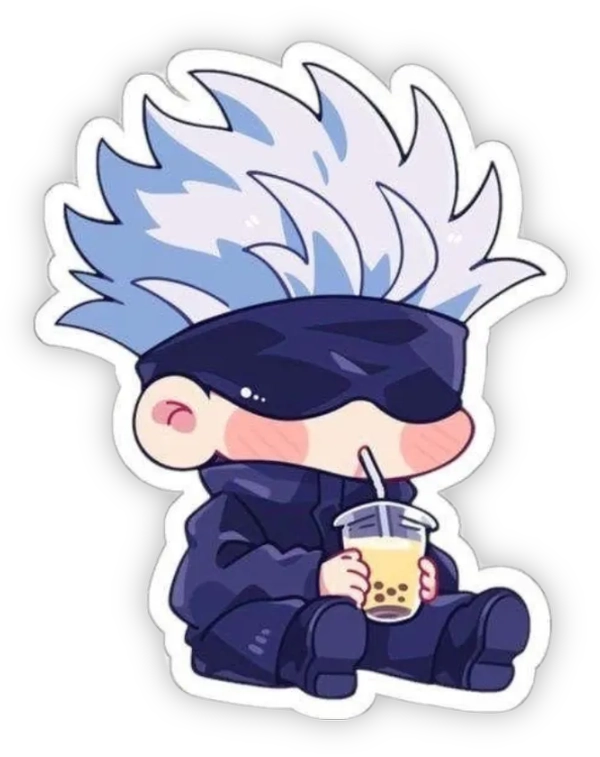 sticker anime uống trà sữa