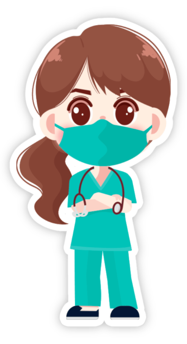sticker bác sĩ chibi mặc áo blouse