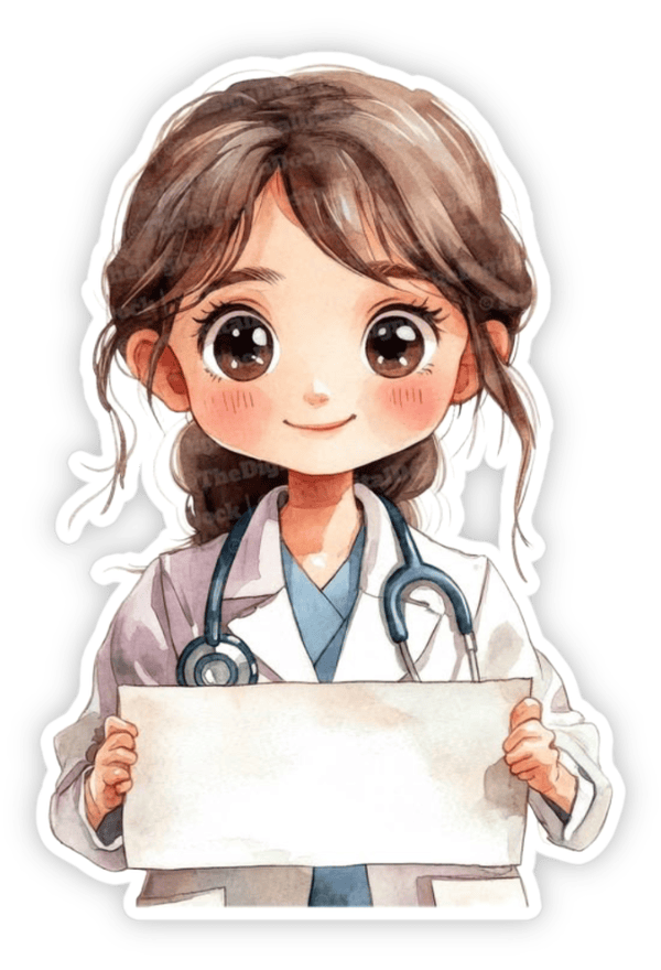 sticker bác sĩ hoạt hình dễ thương