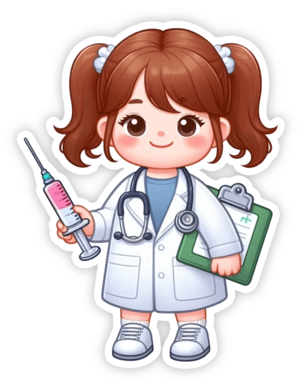 sticker bác sĩ và y tá chibi