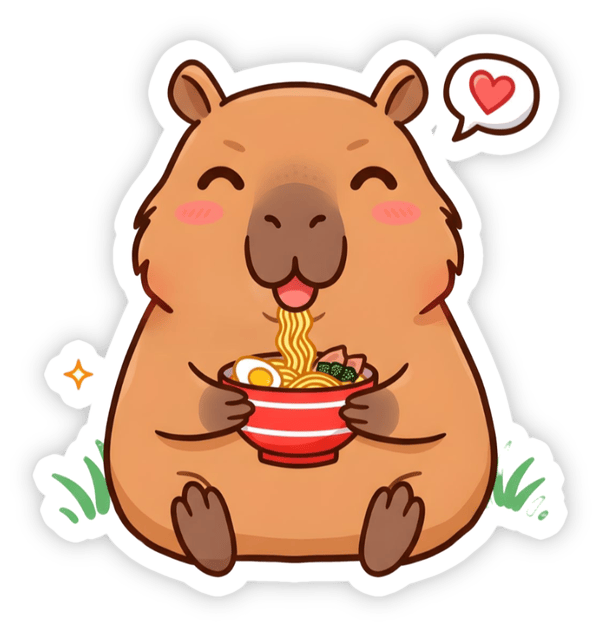 hình minh họa capybara dễ thương dạng sticker 