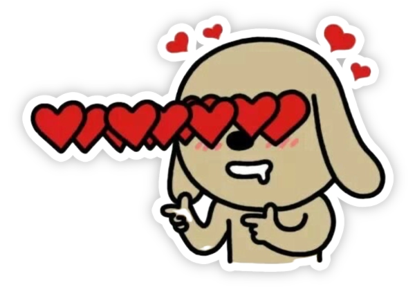 sticker chó nâu bắn tim