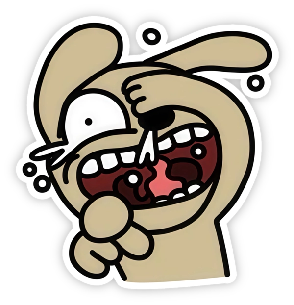 sticker chó nâu bịt mắt