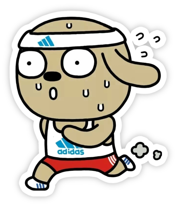 sticker chó nâu chạy bộ