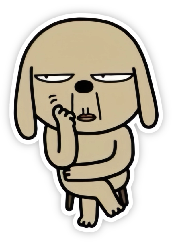 sticker chó nâu đang ngồi