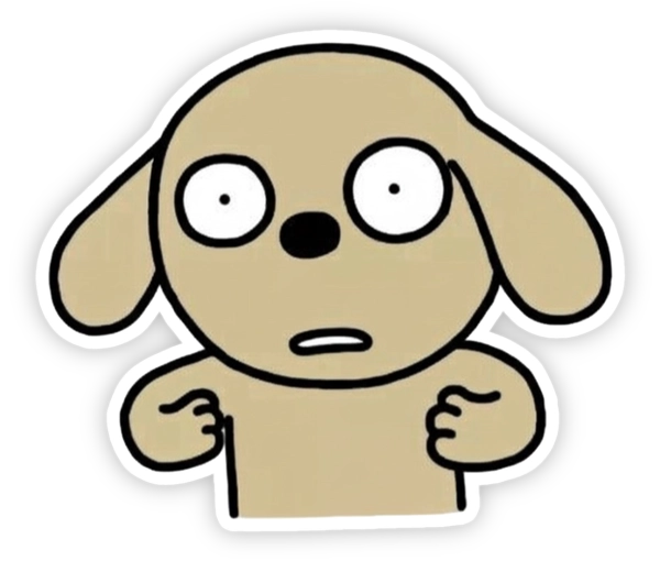 sticker chó nâu hoang mang
