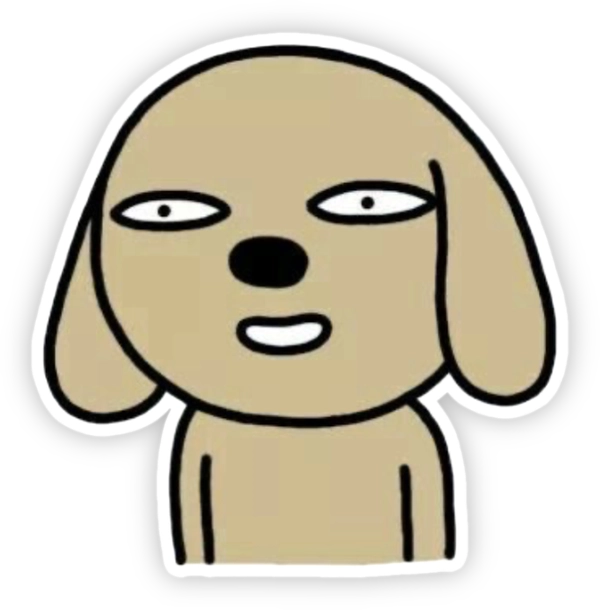 sticker chó nâu lườm