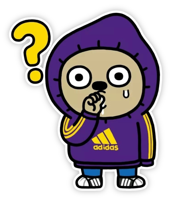 sticker chó nâu mặc áo tím