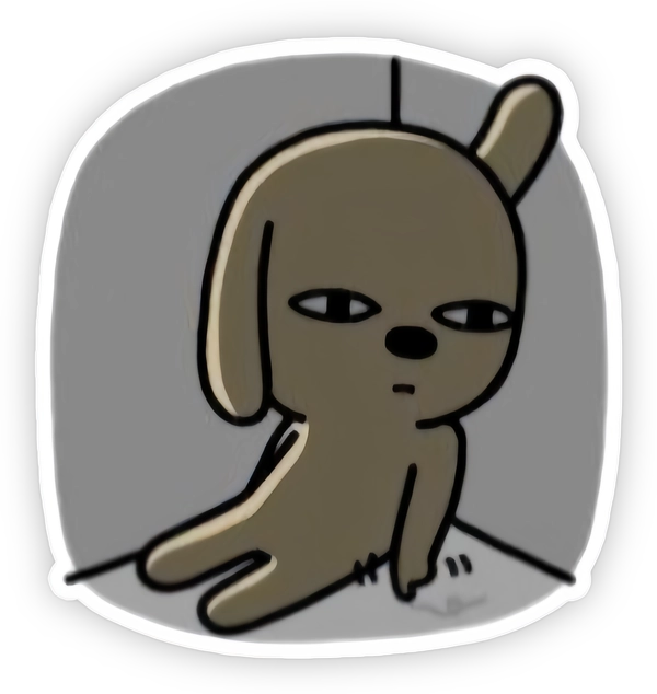 sticker chó nâu mệt mỏi