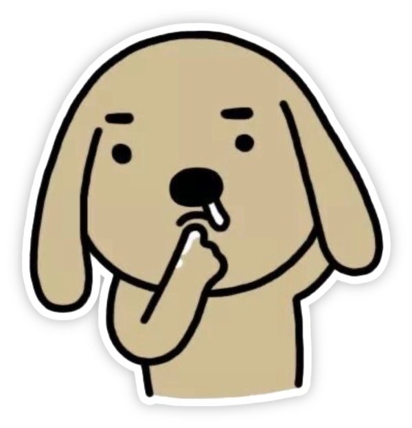 sticker chó nâu suy ngẫm