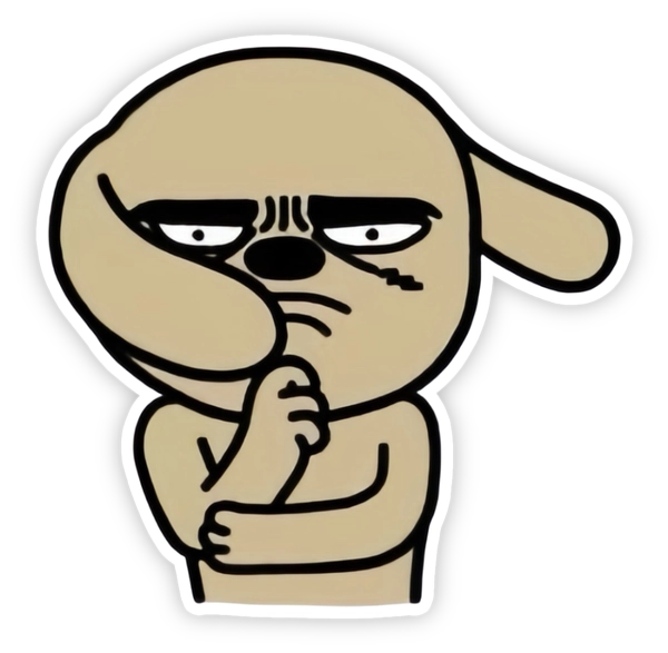 sticker chó nâu suy nghĩ