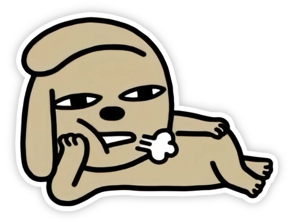 sticker chó nâu thở dài