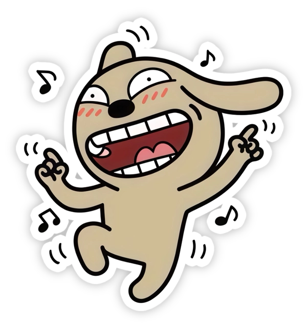 sticker chó nâu vui vẻ