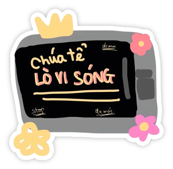 sticker chữ lò vi sóng