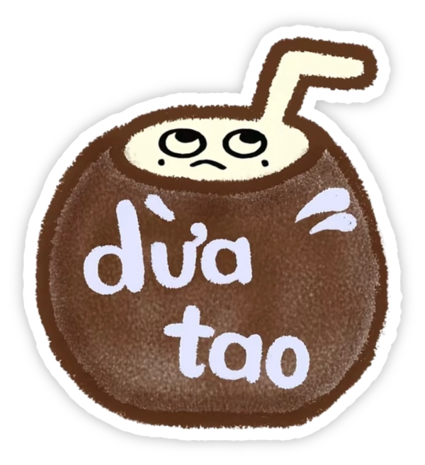 sticker chữ quả dừa