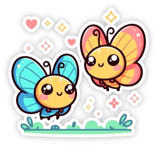 sticker con bướm màu sắc
