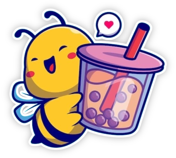 sticker con ong mê trà sữa