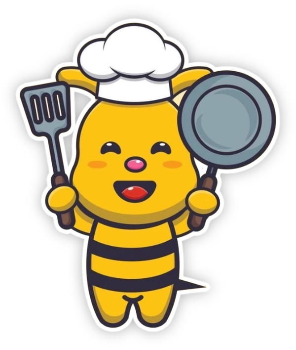 sticker con ong đầu bếp
