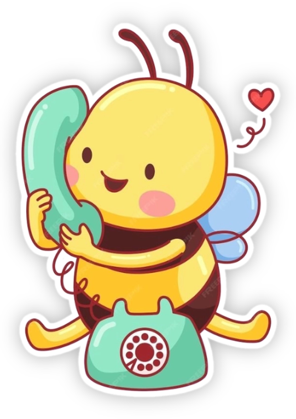 sticker con ong nghe điện thoại alo