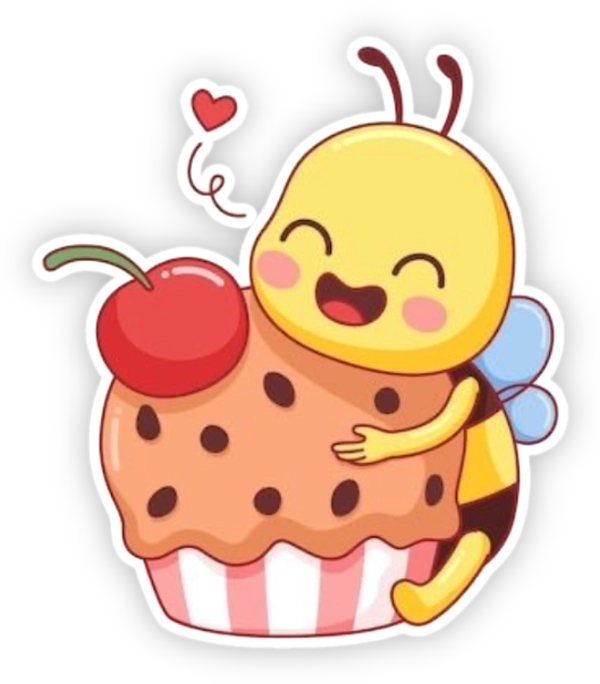 sticker con ong yêu bánh ngọt