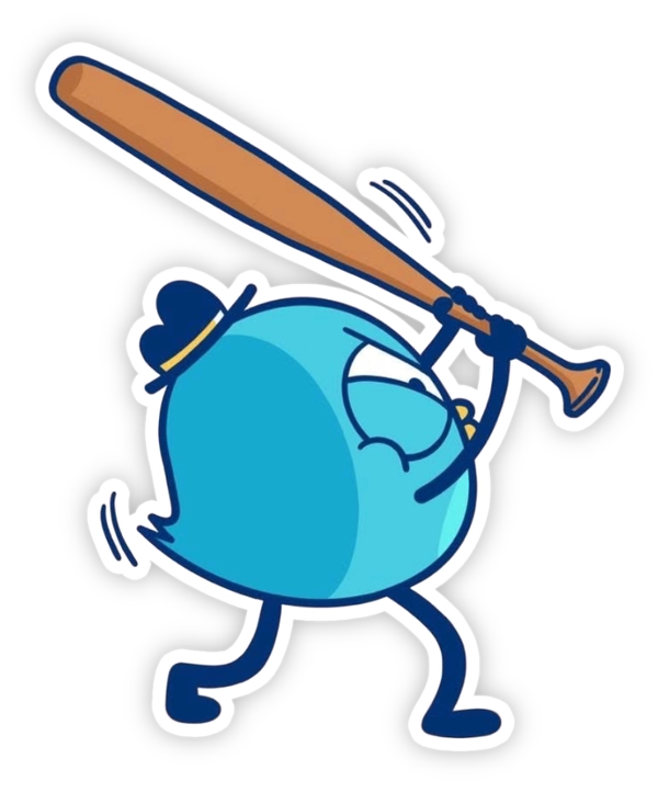 sticker én comic cầm gậy bóng chày