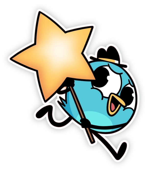 sticker én comic cầm ngôi sao