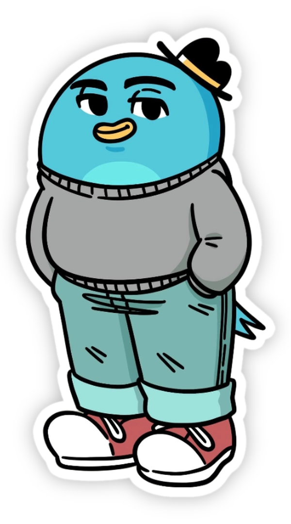 sticker én comic mặc quần áo