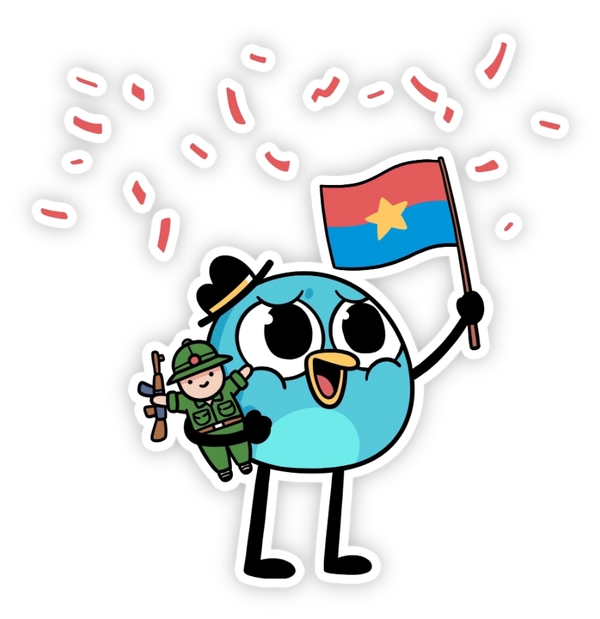 sticker én comic vẫy cờ