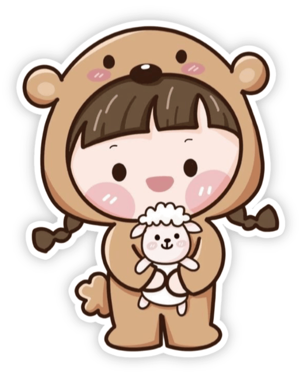 sticker girl dễ thương phong cách chibi