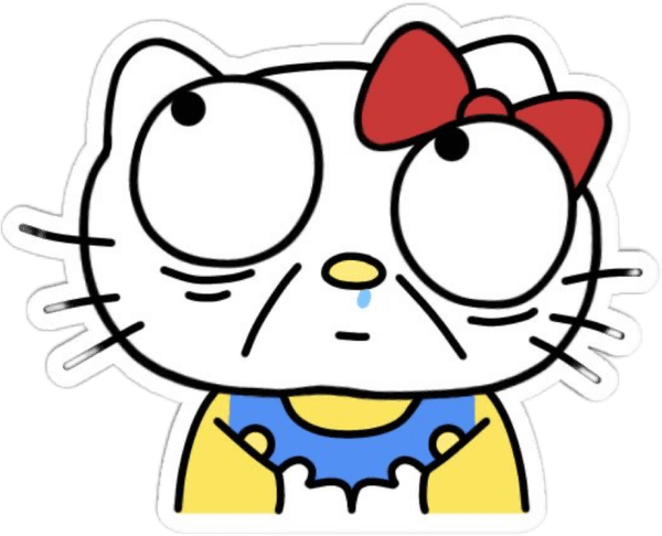sticker hài bựa hello kitty mặt xấu